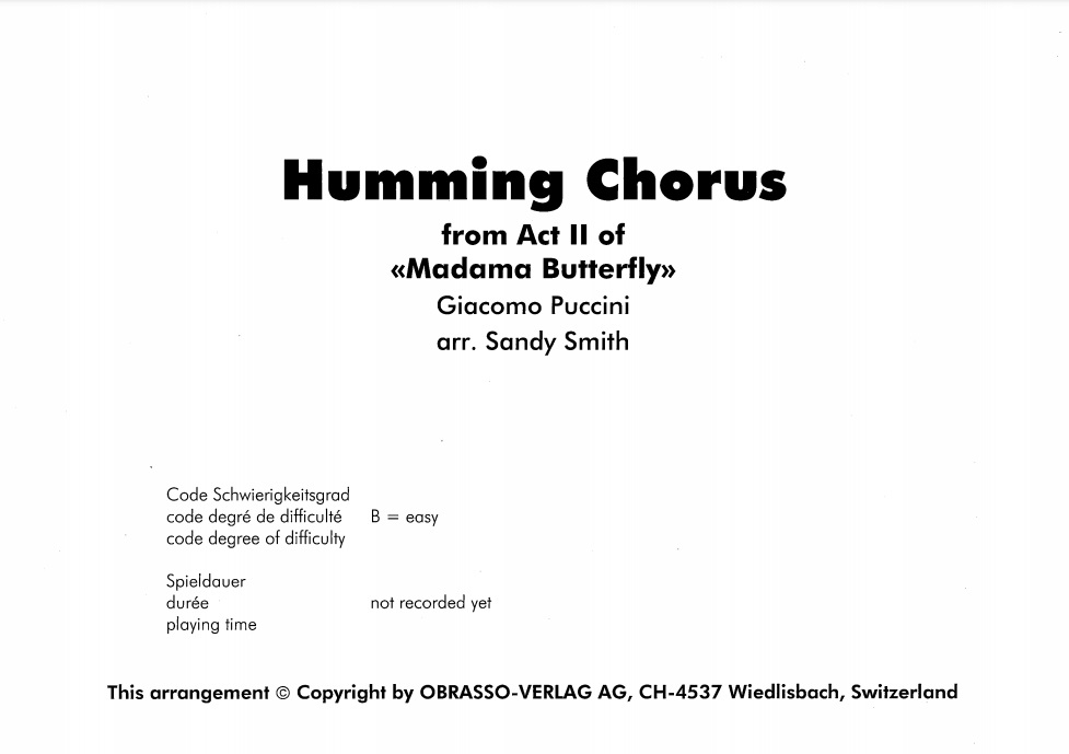 Humming Chorus (from 'Madame Butterfly') - hier klicken