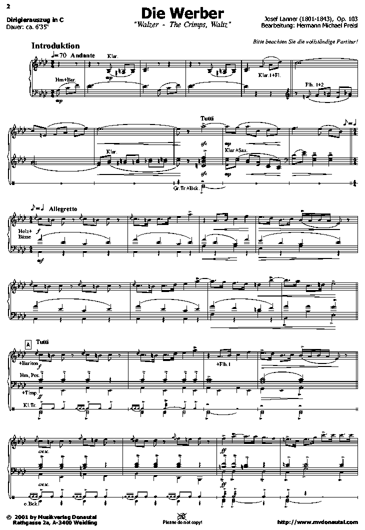 Werber, Die - Sample sheet music