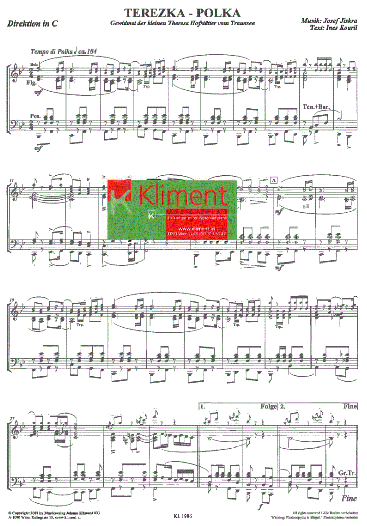 Terezka - Polka - Sample sheet music