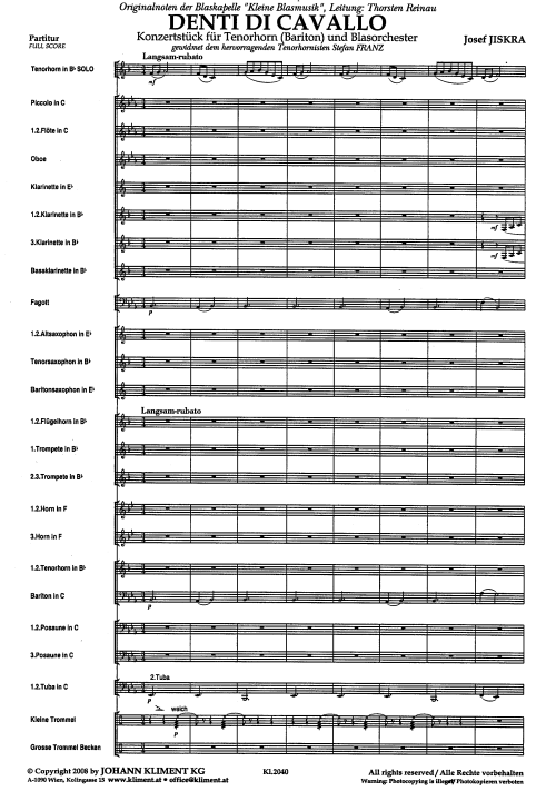 Denti di Cavallo - Sample sheet music