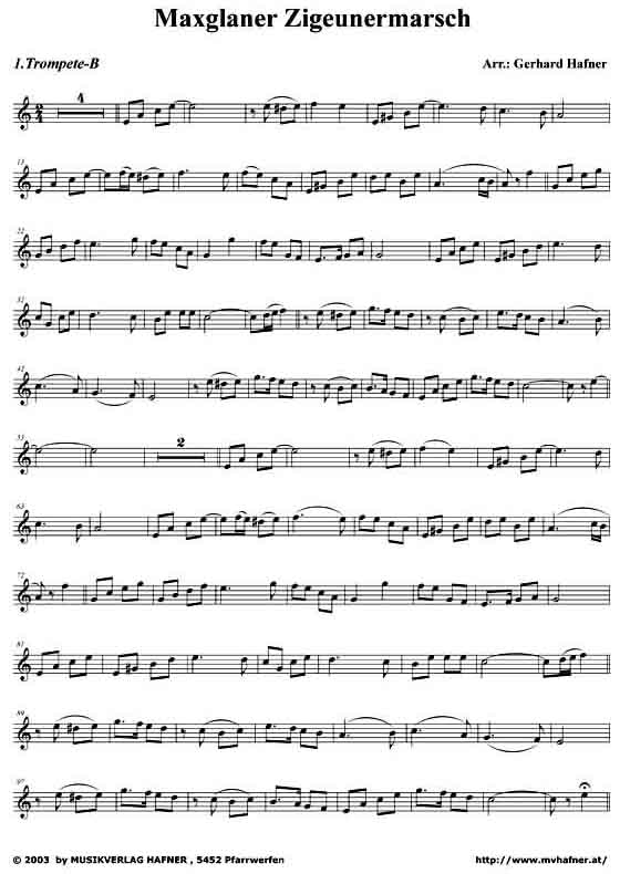 Maxglaner Zigeunermarsch - Sample sheet music
