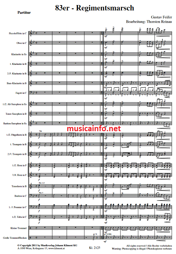 83er-Regimentsmarsch - Sample sheet music