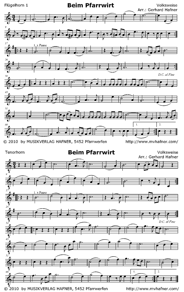 Beim Pfarrwirt - Walzer - Sample sheet music