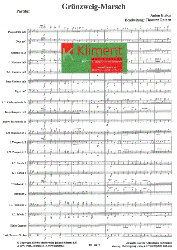 Grünzweig Marsch - Sample sheet music