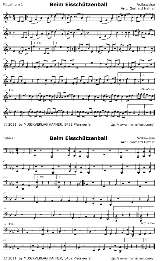 Beim Eisschützenball - Sample sheet music
