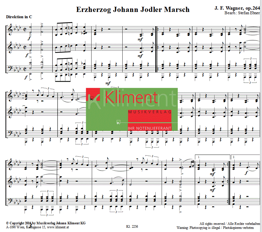 Erzherzog Johann Jodler Marsch - Sample sheet music