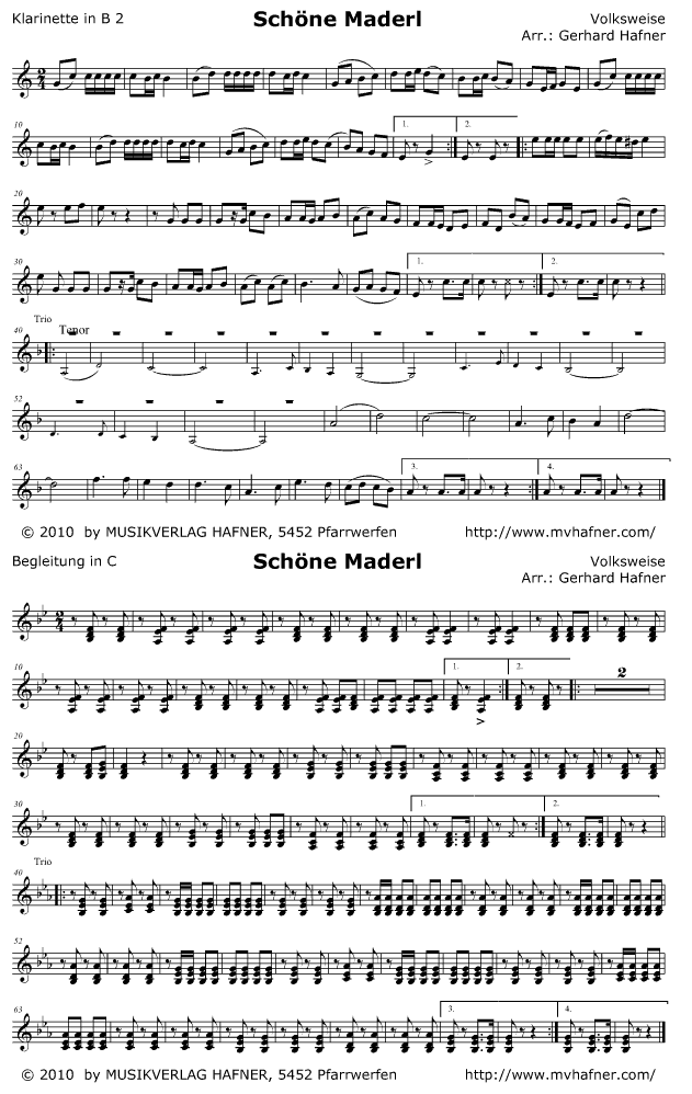 Schöne Maderl - Polka - Sample sheet music