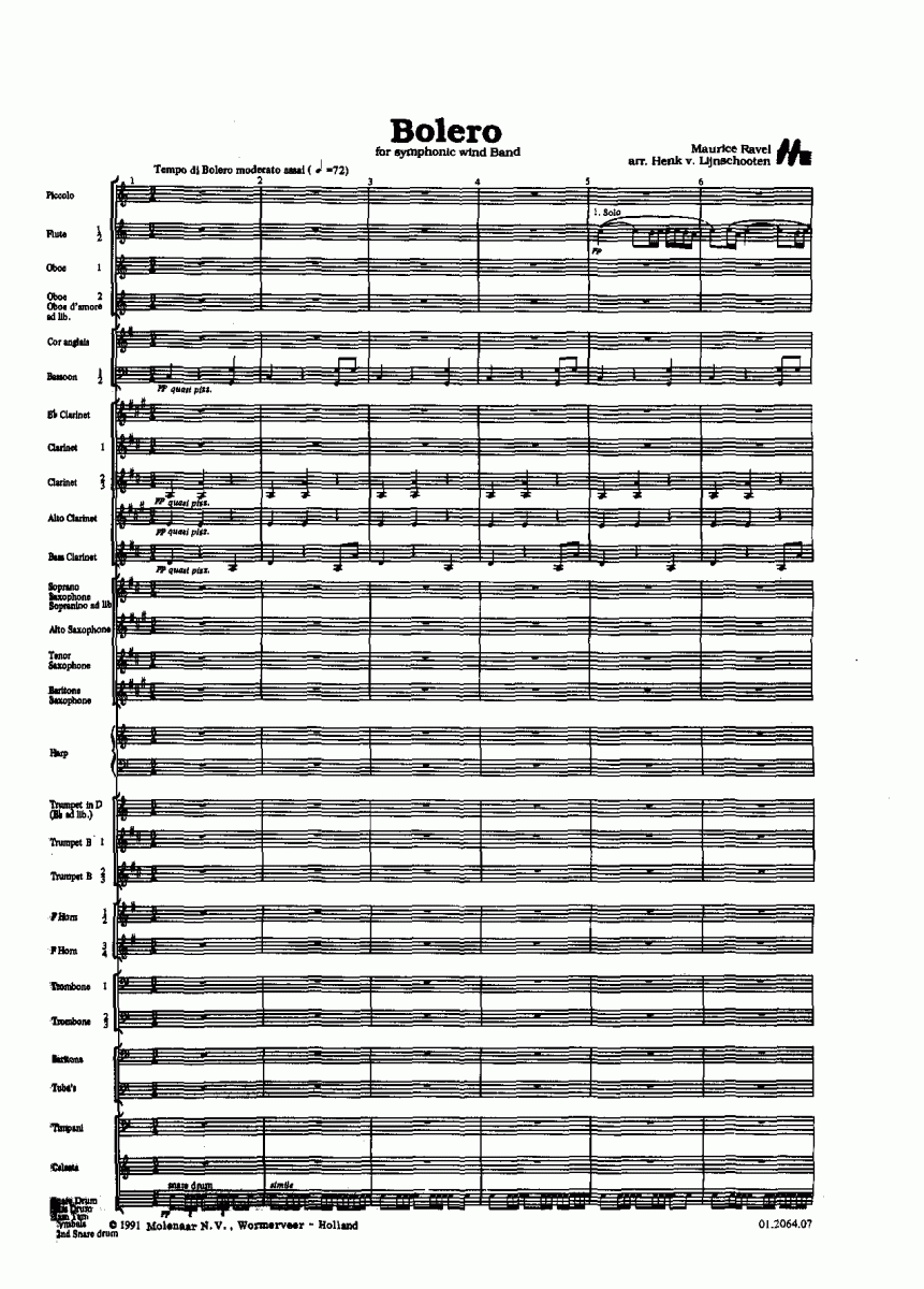 Bolero - Sample sheet music