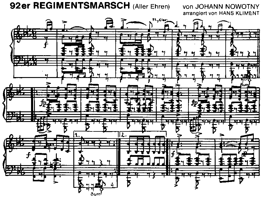 92er Regimentsmarsch (Aller Ehren ist Österreich voll) - Sample sheet music